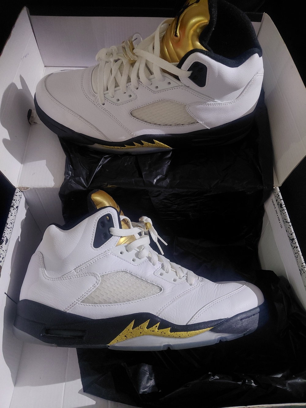Jordan Men’s White and Gold Basketball Sneakers - Authentic